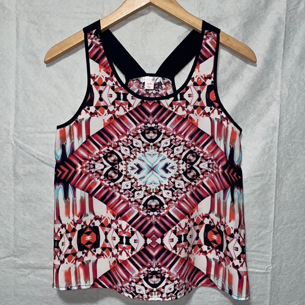 Xhilaration Abstract Sleeveless Racerback Top X-Small